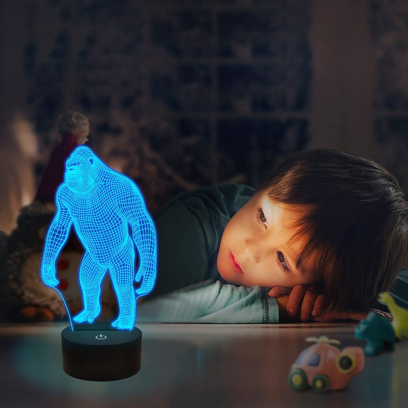 FULLOSUN 3D Night Light Ape Gorilla LED Nightlight Baby Nursery Monkey Lamp for Kids' Room Home DÃ©cor Xmas Birthday Gifts with 16 Color Changing - Image 5